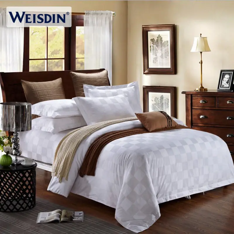 ชุดเครื่องนอนโรงแรม5ดาวผ้าปูเตียงผ้าลินินผ้าปูเตียงผ้าฝ้ายปัก100%