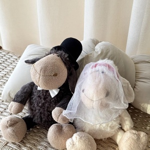 Coppia di Pecore in Poliestere e Cotone PP per Giocattoli di Peluche, Decorazione Letto, Regalo di Nozze, Adorabile e Confortante, 31-50cm, Unisex - Product Image 3