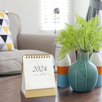 Mini calendrier de bureau, petit calendrier de table sur pied avec reliure spirale, planificateur de bureau compact pour l'organisation à domicile, au bureau ou à l'école