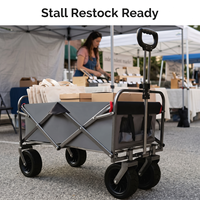 Chariot de camping pliable en acier inoxydable à quatre roues pour la plage, les courses et le rangement extérieur