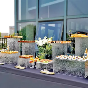 7 pièces/ensemble clair acrylique mariage décoration Buffet affichage alimentaire Risers acrylique alimentaire affichage Risers ensemble