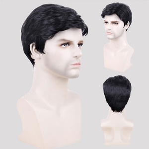 Vendedores de pelucas sintéticas al por mayor de FH, pelucas de corte Pixie sintéticas negras naturales para hombres - Product Image 1