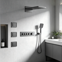 Système de douche mural moderne en laiton avec robinet thermostatique encastré