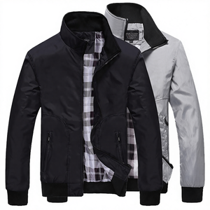Vêtement de sport décontracté pour homme en gros, coupe-vent, veste de moto, fermeture éclair enduite, col montant fin, style business, hiver, lettre - Product Image 4