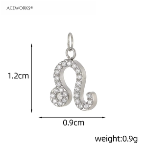 Amuleto del Zodiaco Pavé |   Colgante de Acero Inoxidable Chapado en Oro PVD de 18K con Signo del Zodiaco para la Fabricación de Joyas |   Impermeable, Hipoalergénico - Product Image 6