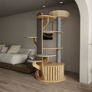 कस्टम डिजाइन रबर लकड़ी सिसल स्क्रैचिंग ढेर इनडोर बिल्लियों के लिए बिल्ली चढ़ाई फ्रेम - Product Image 4