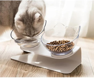 Comedero <span class=keywords><strong>para</strong></span> gatos con protección <span class=keywords><strong>para</strong></span> el cuello, boca inclinada, antideslizante, transparente, impermeable (IPX5) - Product Image 6