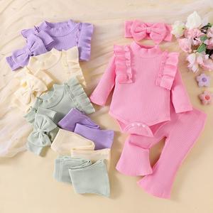 Yeni bebek düz renk çukur Bar uzun kollu <span class=keywords><strong>Ha</strong></span> Yi boynuz uzun pantolon saç - Product Image 1