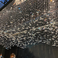 Lustre moderne en verre de Murano en forme de papillon, long et suspendu, pour la décoration d'éclairage de restaurant, d'hôtel, de villa et d'escalier