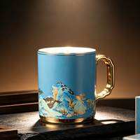 Premium Feines Porzellan Traditioneller Chinesischer Retro-Becher 'Eine Tausend Meilen Flüsse und Berge' Landschaftsmotiv Lebensmittelecht Großes Geschenk
