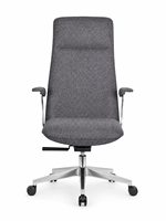 Chaise de bureau de direction moderne de luxe à dossier extra haut en tissu avec accoudoirs chromés, base en aluminium, chaise pivotante réglable