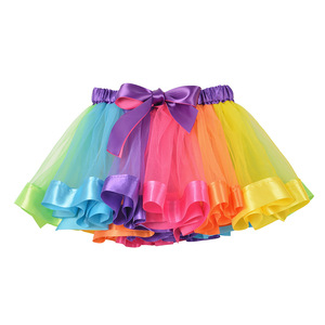 Gonna tutu di garza arcobaleno gonna da <span class=keywords><strong>bambina</strong></span> abito da ballo per bambini abito da principessa gonne tutu per neonati - Product Image 3