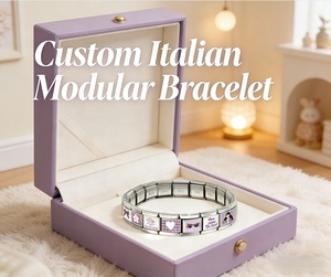 Bracelet modulaire italien pour femme, chaîne DIY, bijoux romantiques, thème violet, cadeau créatif et tendance pour la fête des mères, photo personnalisée - Product Image 1