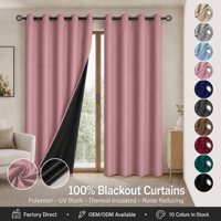 Rideaux occultants perforés couleur unie à œillets en polyester 132x214cm personnalisables pour chambre, salon, maison