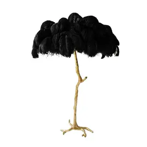 indoor home decor smart corner dimming led floor ostrich standing feather lamp stand bedroom wall brass/resin colorful