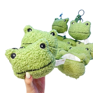 Cute Green Frog Coin Purse Keychain Coin Wallets Frog Money Pouch with Zipper Headset Key Credit Card Holder Plush Keychains Toy