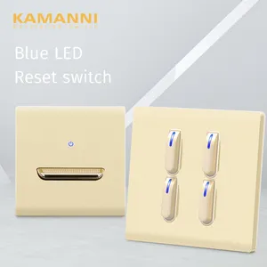K12 Hotel Push Buttons Eu Us Mechanical Wall Light Switch 1/2/ 3 Gang 2 Way Reset Switch With Led Indicator