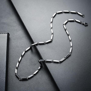 FTS Minimalist Men's Geometric Cut <b>Titanium</b> Steel Link <b>Chain</b> Necklace with Low Commission & 1688 Factory Direct Procurement - Product Image 4