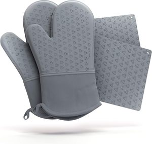 500 Degree Heat-Resistant Oven Mitts Extra Long Non-Slip Silicone Surface for <b>Cooking</b>/Baking/BBQ Kitchen <b>Pot</b> Holders - Product Image 1