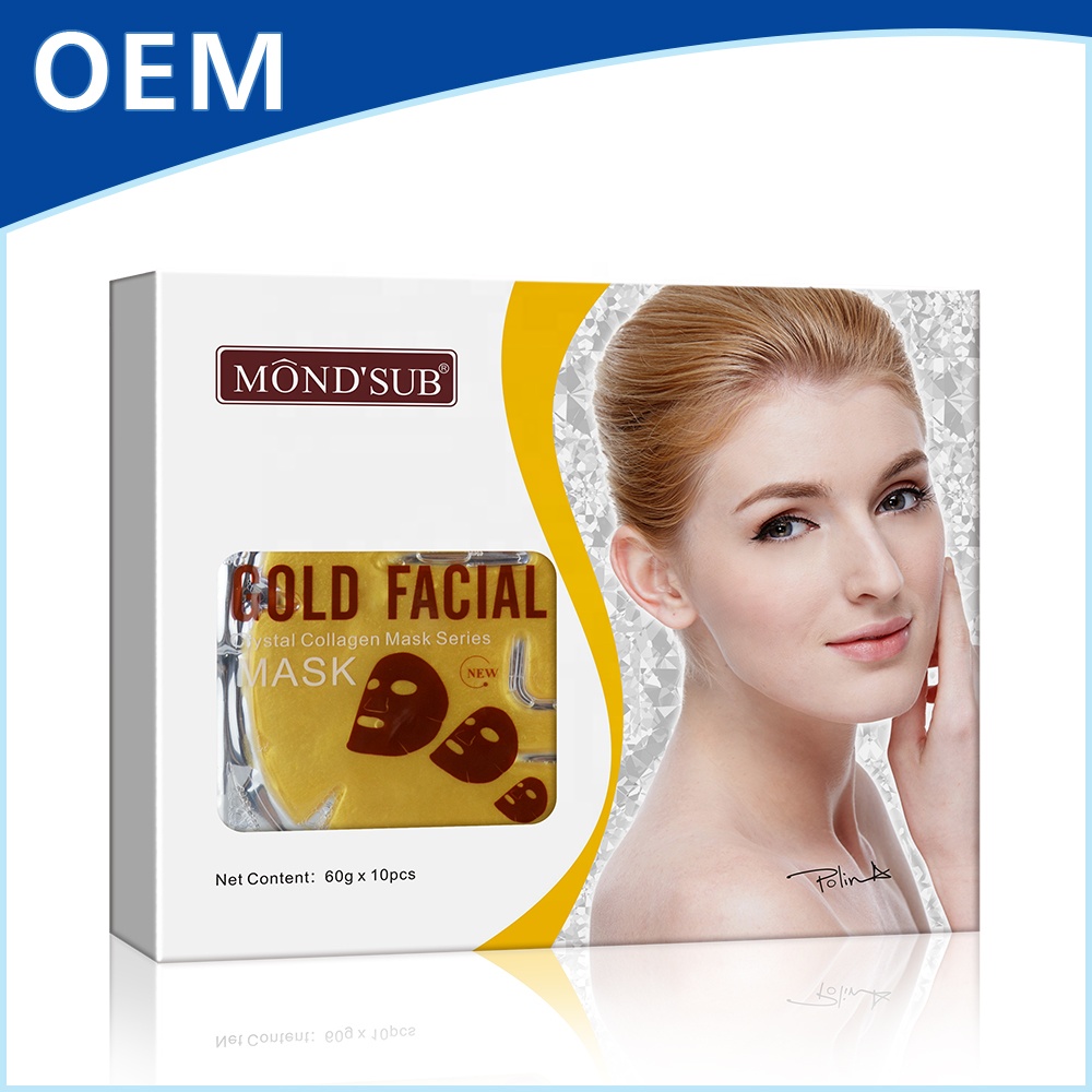 Mond'sub уход за кожей Коллаген Кристалл спа 24k золото Отбеливающая увлажняющая маска для лица лист для OEM