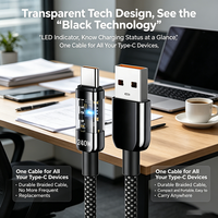 Cable de Carga Rápida USB C de 240W, Chip Inteligente Transparente, 480Mbps, Trenzado de Nailon, Universal para Todos los Teléfonos, Tabletas y Laptops Tipo C