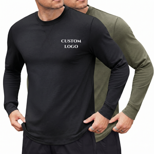 Camiseta de Manga Larga para Hombre, Corte Ajustado, Estilo Minimalista Urbano, Secado Rápido, Cuello Redondo, Diseño Personalizado con Logotipo, Sudadera de Algodón - Product Image 1