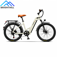 Vélo de montagne électrique pour femme, 24/26 pouces, cadre bas, 7 vitesses, freins à disque, batterie dissimulée, moteur moyeu arrière sans balais, lithium