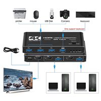 Commutateur KVM HDMI 4K 60Hz 2 ports 2 entrées 1 sortie, commutateur USB 4K 60Hz 2x1, commutateur HDMI 2.0 pour PC, ordinateur portable, moniteur, clavier, souris