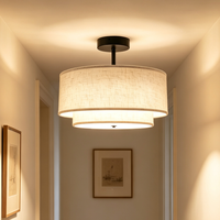 Lampe de plafond moderne à double couche de tissu pour l'éclairage du salon et de la chambre à coucher