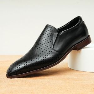 Business Perforated Genuine Leather Men's Slip-On <b>Shoes</b> Anti-Slip Soft Breathable Summer Autumn Hard-Wearing <b>Height</b>-<b>Increasing</b> - Product Image 6