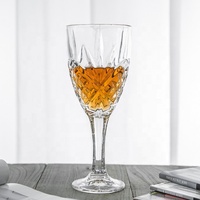 Luxe vintage geëmbosseerd wijnglas met lange steel, 300ml, loodvrij kristal, retro diamantpatroon, huishoudelijk, bruiloft, feest