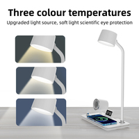 Kabellose Ladestation Multifunktionale LED-Tischlampe Augenschonende Leselampe mit Bluetooth-Lautsprecherfunktion und Uhr