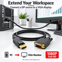 Câble DEFUXIN DP vers VGA 1,8 m 1080P Full HD, cordon convertisseur mâle-mâle pour PC, ordinateur portable, moniteur, projecteur, téléviseur
