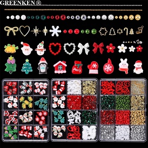 12 grilles série de noël 3D résine Nail Art Salon décorations vacances Figure cloches renne Design bricolage Nail Art breloques - Product Image 4