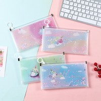 Estuche para bolígrafos de plástico brillante e impermeable, diseño simple, estuche para lápices de PP, bolsa de papelería, soporte para bolígrafos de examen, bolsa para archivos.