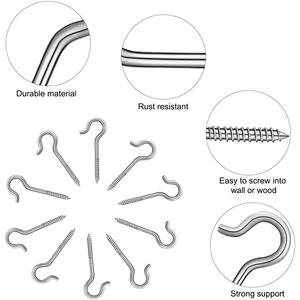 Crochets à vis fins et ronds en argent, 2 pouces, 50 pièces, pièces en acier inoxydable - Product Image 5