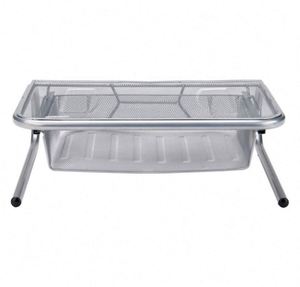 High Quality Mesh Monitor Stand <b>Computer</b> <b>Desk</b> Riser Shelf with Side Compartment and Pull Out Drawer <b>Desk</b> Organizer - Product Image 2