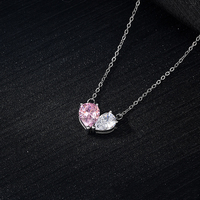 10k 14k putih emas Def Vs Lab berlian merah muda Moissanite kalung liontin pir bentuk Lab tumbuh Berlian Kalung