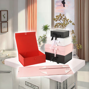 Custom Logo Embossed Glitter Ivory Board Rigid Magnetic <b>Gift</b> <b>Box</b> for Clothing Shoe Packaging Photo Frame Ribbon-Aseptic Foldable - Product Image 3