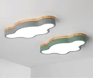 נורדי ילדי חדר שינה מנורת עץ מחקר מנורות ופנסים ענן Led תקרת אור Creative אישיות ילד מוצק קרטון
