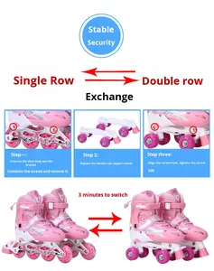 Patines <span class=keywords><strong>de</strong></span> ruedas para niños con luz <span class=keywords><strong>de</strong></span> flash <span class=keywords><strong>de</strong></span> doble <span class=keywords><strong>fila</strong></span> para hombres y mujeres, patinaje sobre ruedas para principiantes <span class=keywords><strong>de</strong></span> cuatro ruedas ultra estables al por mayor - Product Image 4