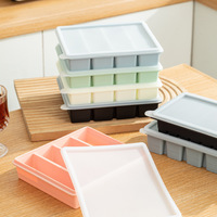 Moule à glaçons long et large avec couvercle épaissi, boîte de compléments alimentaires pour bébé, bac à glaçons en silicone de qualité alimentaire facile à démouler