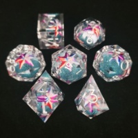 Set Dadu Resin Seri Bintang Laut Healer's Token untuk Permainan Meja dengan Inti Cair