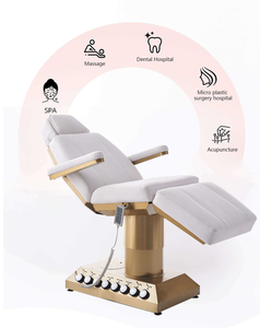 High Quality White Salon Beauty Facial <b>Bed</b> 4 Motors Electric Eyelashes Extension <b>Bed</b> Gold Base Electric Massage Tables for Sale - Product Image 4