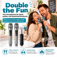 Système de microphones sans fil double M108-S2 2,4 GHz avec étui de transport portable, portée de 80 m, micros rechargeables pour karaoké et soirées