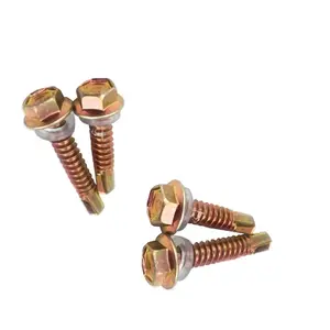 Dongguan Manufacturers Supply Color Zinc Hexagonal Drill Tail Wire Self-drilling Screws Color Steel Nails Flange Tornillos