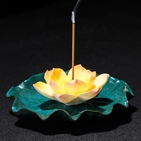 Porte-encens en céramique écologique, porte-encens en porcelaine bleu clair, lotus, pour la purification de l'air, décoration d'intérieur, cadeau
