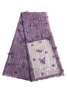 2020 nuevo diseño 3D mariposa bordado tela de encaje para <span class=keywords><strong>Aso</strong></span> Ebi vestido de fiesta - Product Image 5