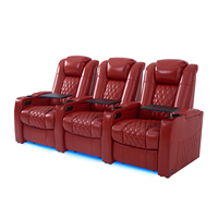 Canapé moderne trois places en cuir pleine fleur, inclinable électriquement, intelligent, extensible, avec mousse à mémoire de forme, port USB et structure en bois pour la maison
