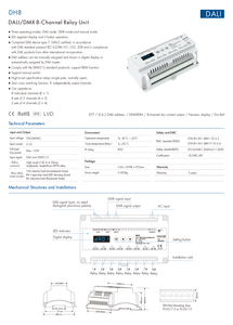 Unità Relè <span class=keywords><strong>DALI</strong></span>/DMX a 8 Canali con Controller Dimmer <span class=keywords><strong>DALI</strong></span> per Illuminazione LED Certificata ROHS 6A 100-240VDC DT7/DH8 - Product Image 3